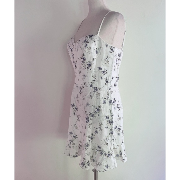 EUC Reformation Mariana Madeline Floral Flounce Bustier Linen Mini Dress 12 - Picture 5 of 11